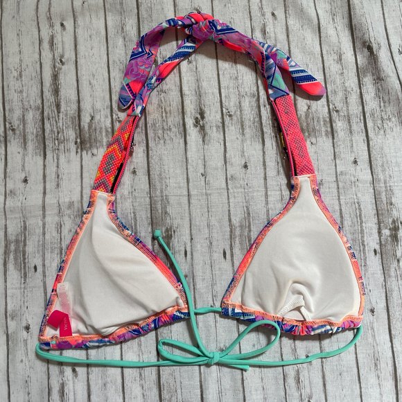 Victoria's Secret Boho Colorful Bikini Top Padded Halter Swim Top Womens Sz M - Picture 5 of 6
